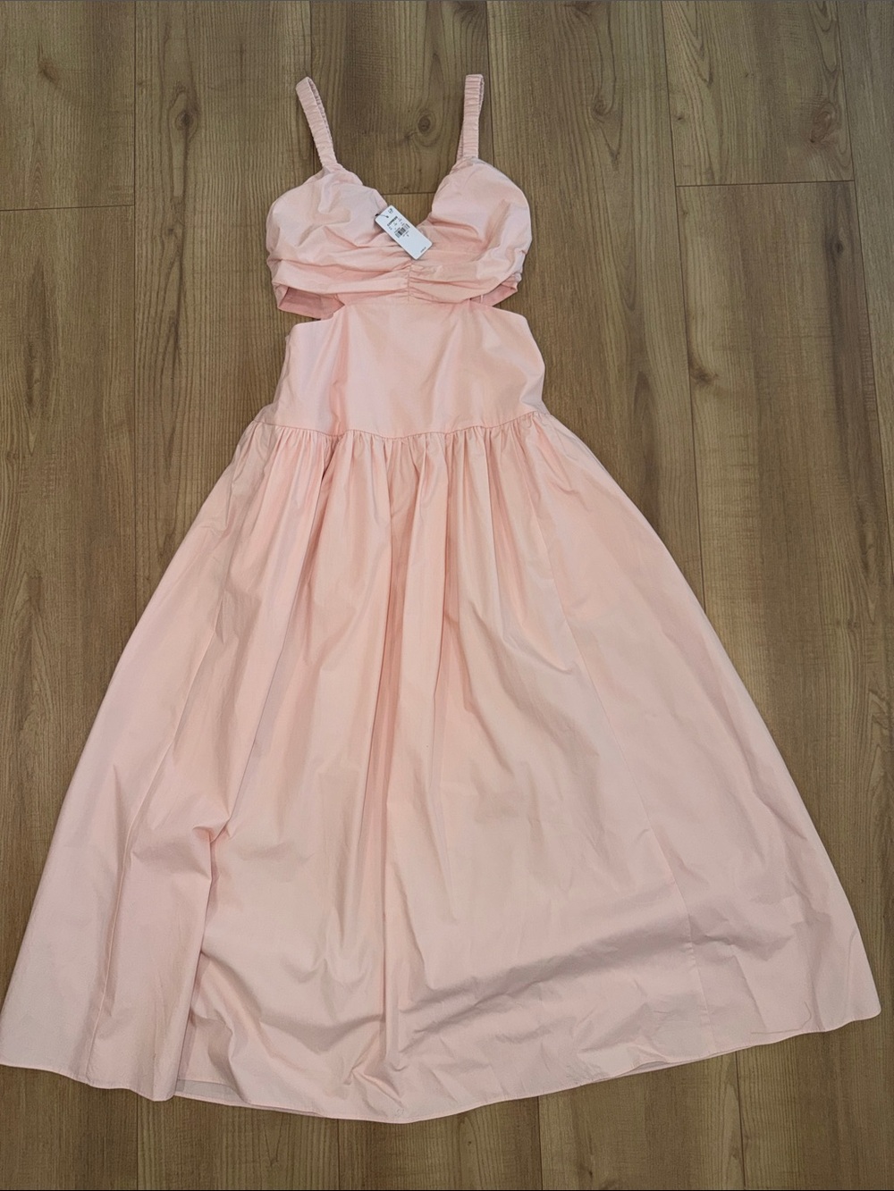 Express Blush Pink Midi Dress with Fitted Bodice